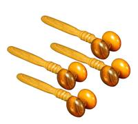 Rouleau de Massage en Bois 4 Pièces pour Massage Profond | Cuisses et Mollets, Favorise la Circulation, Apaise les Tensions, Jaune, Usage par Tiers