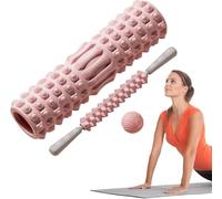 Rouleau de Massage en Mousse pour Yoga, Pilates, Fitness - Rouleau Musculaire Dos, Jambes, Hanches - Outil Étirement & Récupération - Léger, Portable - Débutants & Athlètes. (rose plus)