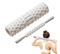 Rouleau de Massage en Mousse pour Yoga, Pilates, Fitness - Rouleau Musculaire Dos, Jambes, Hanches - Outil Étirement & Récupération - Léger, Portable - Débutants & Athlètes. (Ensemble blanc)