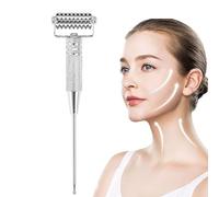 Rouleau de massage facial, Détecteur de points d'acupuncture multifonctionnel Sonde d'oreille Acupoints Rouleau de massage d'aiguille de printemps pour le corps, l'oreille et le visage(argent)