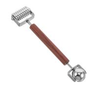 Rouleau de Massage Facial Manuel Double Embout en Bois et Acier Inoxydable