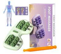 Rouleau de massage portable double pour les pieds, rouleau de massage pour soulager la fasciite plantaire, pour une utilisation à domicile et au bureau (Vert)