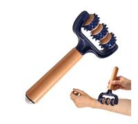Rouleau de massage portable en bois à trois roues pour massage des jambes | Masseur manuel pour homme et femme, coureur, athlète, fitness, haltérophilie, danseur, maison, bureau, appartement, salon
