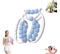 Rouleau de Massage pour Jambes et Mollets 360° - Masseur de Mollet avec 20 Rouleaux, Appareil de Massage Anti-Cellulite pour Cuisses et Jambes, Foam Roller Soulagement Musculaire (Bleu clair)