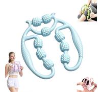 Rouleau de Massage pour Jambes et Mollets 360° - Masseur de Mollet avec 9 Rouleaux, Appareil de Massage Anti-Cellulite pour Cuisses et Jambes, Foam Roller Soulagement Musculaire (Bleu)