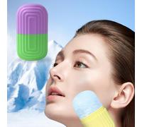Rouleau de massage pour le visage, les yeux et le cou - Condition naturelle de la peau, dégonfle les poches pour les yeux, réduit la migraine - Moule à glace réutilisable en silicone (violet + vert)