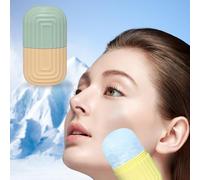 Rouleau de massage pour le visage, les yeux et le cou - Condition naturelle de la peau, dégonflement des poches pour les yeux, réduit la migraine - Moule à glace réutilisable en silicone (gris + rose)