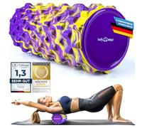 Rouleau de massage Rouleau de fitness Rouleau de sport Rouleau thérapeutique ; entraînement des fascias au niveau de la nuque, du dos et d'autres groupes musculaires (Jaune-Violet)