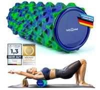 Rouleau de massage Rouleau de fitness Rouleau de sport Rouleau thérapeutique ; entraînement des fascias au niveau de la nuque, du dos et d'autres groupes musculaires (Vert-Bleu)