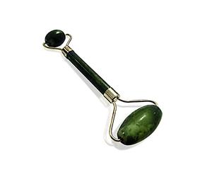 Rouleau de Massage Traditionnel | Rouleau masseur en Quartz vert | Rouleau double pour Masser le Visage | Kit de Beauté avec Face-Roller vert | EUROXANTY Articles de Beauté