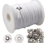 Rouleau De Mèches De Bougie De 200 Pieds, Mèches De Bougie Tressées 24 Plis En Naturel, Bobine De Noyau De Mèche De Bougie Et 100 Pièces De Bague De Soutien En Métal Pour Kit De Fabrication De Bougies