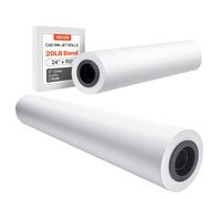 Rouleau de Papier à Dessin Blanc-VEVOR-Grand Format 609,6 mm x 45,7 m-Lot de 2 Rouleaux-Plans d'ingénierie