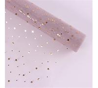 Rouleau de papier cadeau, 50 cm x 4,6 m, motif étoiles et lunes, paillettes et fleurs (gris fumé)