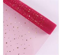Rouleau de papier cadeau, 50 cm x 4,6 m, motif étoiles et lunes, paillettes et fleurs, rouleau de fil doux (vin)