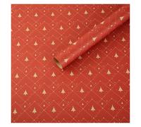 Rouleau de papier cadeau à motif sapin Noël et flocons neige, idéal for les fêtes loisirs créatifs Fournitures for emballage, grand rouleau Papier d'emballage de Noël(Red C)