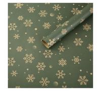 Rouleau de papier cadeau à motif sapin Noël et flocons neige, idéal for les fêtes loisirs créatifs Fournitures for emballage, grand rouleau Papier d'emballage de Noël(Green A)