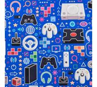 Rouleau de papier cadeau d'anniversaire adulte - 70 cm x 2 m - Bleu foncé avec motif de jeu