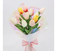 Rouleau de papier cadeau holographique irisé en cellophane pour emballage de bouquet arc-en-ciel - Décoration pour paniers cadeaux de fleurs (rouge doré, 40 cm x 15 m)