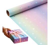 Rouleau de papier cadeau irisé - 135 g de papier cadeau fantaisiste de qualité supérieure - Lettrage « Happy Birthday » coloré pour , adolescents et adultes | Fête, école et projets artistiques