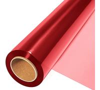 Rouleau de Papier Cadeau Rouge Transparent Cellophane - 45 cm x 30 m, Épaisseur 2,5 mm - Pour Emballage Cadeau et Bouquets Fleuristes
