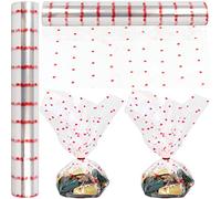 Rouleau de papier cellophane avec cœurs | 30,5 m de long x 40,6 cm de large | Violoncelle transparente de 2,3 mm d'épaisseur avec cœurs | Cadeaux, paniers, fleurs, friandises, papier d'emballage en