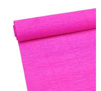 Rouleau de papier crépon premium de 70g pour la fabrication de fleurs - Feuilles de papier crêpe blanc, vert, rose - Guirlande, largeur de 25,4 cm, longueur de 2,44 m (Rose)