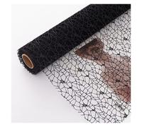 Rouleau de papier d'emballage en dentelle jacquard - 4,57 m x 0,5 m - Enveloppes de bouquet floral texturé pour fleurs fraîches, fleuriste de qualité supérieure et emballage cadeau (04-noir)