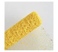 Rouleau de papier d'emballage en maille jacquard (4,57 m x 0,5 m) - Enveloppes de bouquet floral texturé pour fleurs fraîches, fleuriste de qualité supérieure et emballage cadeau (14-jaune)