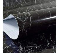 Rouleau de papier peint autocollant en vinyle effet marbre noir élégant de 60 cm x 200 cm pour cuisine, salle de bain, comptoir, meubles