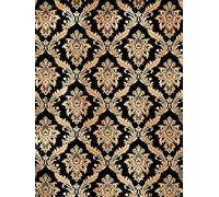 Rouleau de papier peint YangYun de européen vintage damassé en PVC texturé pour décoration de la maison, salon, chambre à coucher, 0,53 m x 10 m = 5,3 m², Non tissé., Noir, 1.73' W x 32.8' L