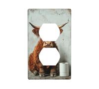 Rouleau de papier toilette Vache Highland Vintage Couvercle Interrupteur Interrupteur décoratif 1 Gang Plaque murale pour cuisine salle de bain Taille 7 x 11,4 cm