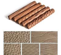 Rouleau De Pâte À Bois, Outils En Céramique, Sculpture Sur Bois, Poterie, Texture Du Bois, Motif En Relief, Tige En Relief, 5 Pièces/Ensemble