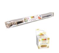 Rouleau de pâte à sucre blanche Ø 36 cm + paillettes dorées Scrapcooking