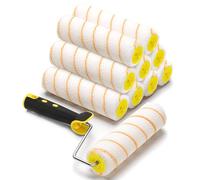 Rouleau de Peinture, 11 Pcs Kit Rouleau à Peinture, 10 Pcs Pinceaux de Peinture Rouleaux(18.5 cm)+ 1 Poignée, Diamand Ensemble de Peintre, Rouleau et Recharge Pour le Mur et le Plafond Antigoutte.