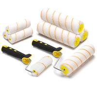 Rouleau de Peinture, 8 Pcs Kit Rouleau à Peinture, 6 Pcs Pinceaux de Peinture Rouleaux(18cm / 11cm)+ 2 Poignée, Diamand Ensemble de Peintre, Rouleau et Recharge Pour le Mur et le Plafond Antigoutte.