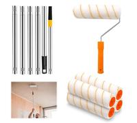 Rouleau de peinture avec barre télescopique, rouleau de peinture en alliage d'aluminium, tige télescopique 30 à 180 cm, kit de rouleau de peinture, rouleau de peinture avec 4 rouleaux de peinture, kit