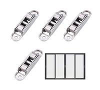Rouleau de porte coulissante - 2,48x0,63 pouces 4 pièces en de zinc double pour rouleaux de roue, angle avec poulies réglables, large application pour les chambres, balcon, salon, armoires de