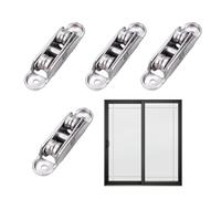 Rouleau De Porte Coulissante - Système De Poulie À Double Roue En De Zinc 4 Pièces, Ensemble De Quincaillerie À Angle Réglable, Kit De Montage De Porte Coulissante En Douceur | Rouleau De Fenê