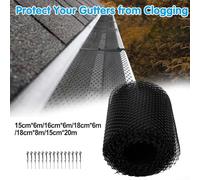 Rouleau de protection de gouttière en PVC pour débris, pour la prévention des feuilles et des branches avec 10 crochets droits pour l'intégrité des tuyaux de descente et de gouttière (18 cm x 6 m)