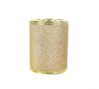 Rouleau de ruban à faire soi-même avec paillettes dorées et argentées, bords métalliques flexibles pour décoration et emballage personnalisés, 6 3 cm x 6 m (doré)