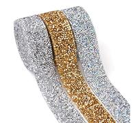 Rouleau de ruban à strass en cristal brillant de 6 m pour décoration de gâteaux de mariage, anniversaire, travaux manuels, emballage cadeau, (2,9 à 3 cm, 3 rouleaux)