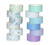 Rouleau De Ruban Adhésif Washi Série Bleue Ins Style, 12 Rouleaux, 1.5cm X 3m, Décoration Pour Scrapbooking, Masquage, Pour Journal Intime, Diy Bricolage