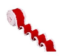 Rouleau de ruban conçu pour les vacances pour l'emballage et la décoration d'arbre, fabriqué à partir de tissu de velours doux avec des bords blancs pour créer des nœuds et des accents (1 m)