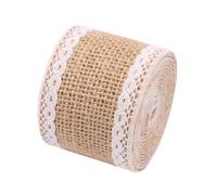 Rouleau de Ruban de Jute avec Dentelle, 5cm X 2 M | Khaki, Matière Jute et Dentelle, Adapté aux Loisirs Créatifs et Projets Diy, Aspect Délicat