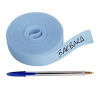 Rouleau de ruban de tissu de 3 m x 1 cm. Étiquette thermo-adhésive pour écrire au stylo. Boligrafo incluido (Bleu)