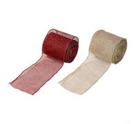 Rouleau de ruban de vacances conçu pour les nœuds et la décoration de boîtes cadeaux, avec du lin et du fil pour une utilisation durable (couleurs mélangées)