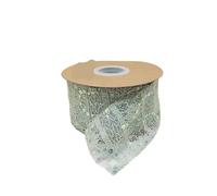 Rouleau de ruban en dentelle brodée, Ruban de dentelle à bordure festonnée brodée de fleurs, 7 cm, 5 à 20 yards, multicolore(Bean Green 7cm,20 yards)