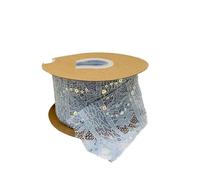 Rouleau de ruban en dentelle brodée, Ruban de dentelle à bordure festonnée brodée de fleurs, 7 cm, 5 à 20 yards, multicolore(Sky Blue 7cm,20 yards)