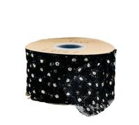 Rouleau de ruban en dentelle brodée, Ruban de dentelle festonnée à motif marguerite, multicolore, 5,5-7 cm, 10-50 yards(7cm Black,10 yards)