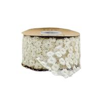 Rouleau de ruban en dentelle brodée, Ruban de dentelle festonnée à motif marguerite, multicolore, 5,5-7 cm, 10-50 yards(7cm Off-white,50 yards)